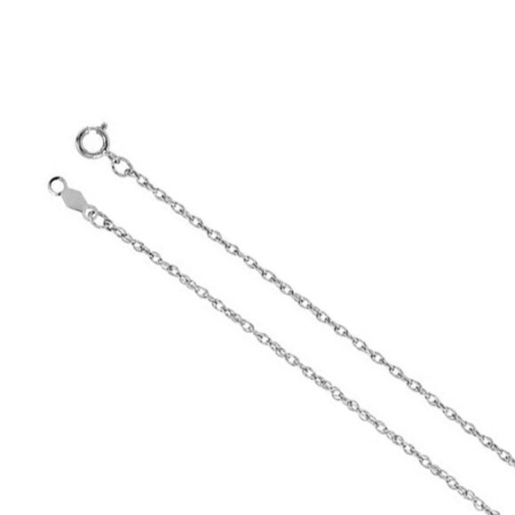 1.25mm, 14k White Gold Solid Loose Rope Chain Necklace, 16 Inch - Picture 1 of 4